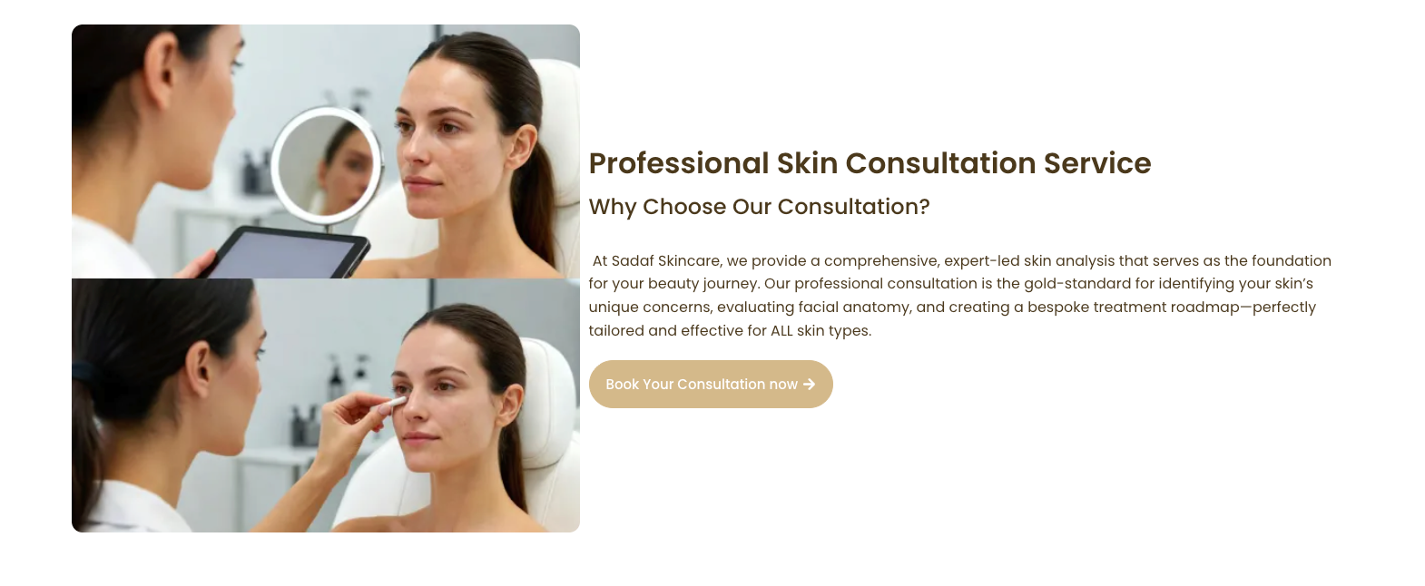 Website & Booking System for Sadaf Skin Care
